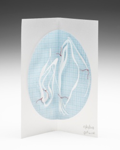 Untitled (graph paper butterfly sample), cotton-rag paper, graph paper, cotton thread, 14.5cm x 14cm open, 14.5cm x 10cm closed, 2012